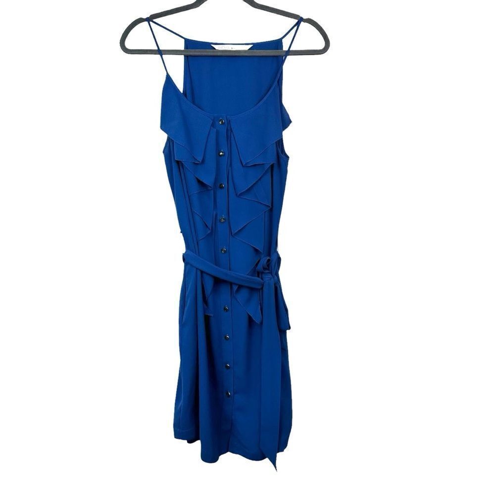 Rachel Rachel Roy Royal Blue Ruffle Button Front Halter Summer Dress, XL - Picture 2 of 12